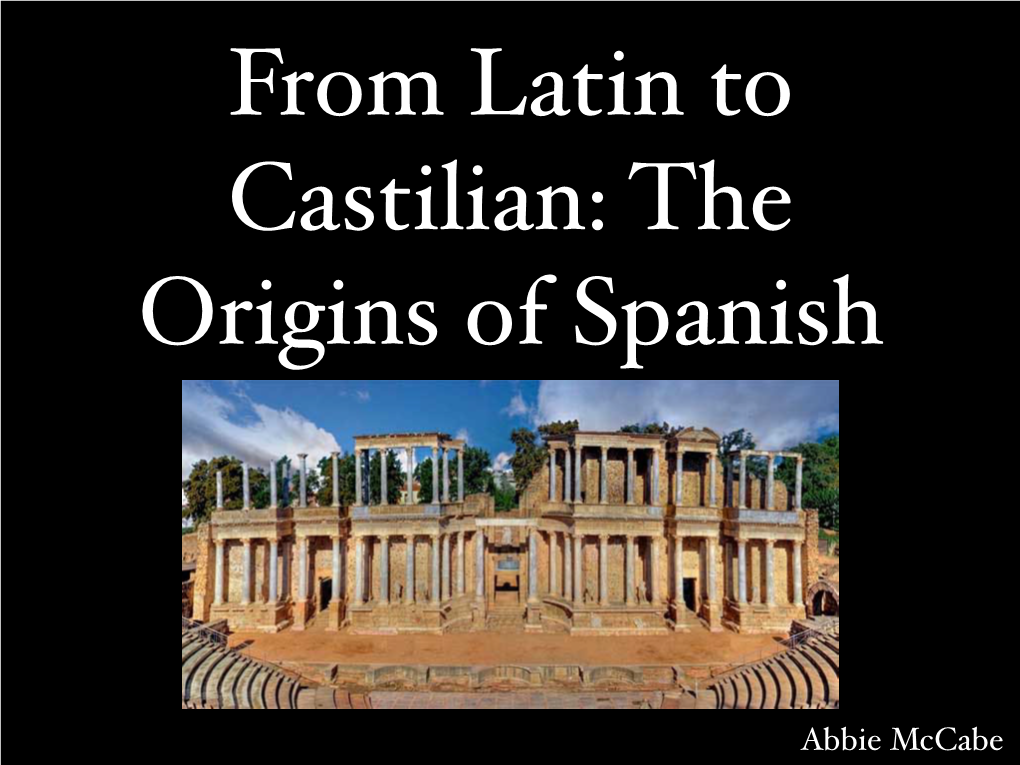 From Latin to Castilian: the Origins of Spanish