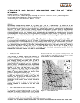 Structures and Failure Mechanisms Analysis of Turtle Mountain