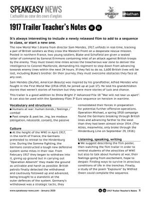 1917 Trailer Teacher's Notes