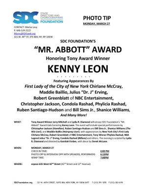 KENNY LEON * * * * * * * * * Featuring Appearances by First Lady of the City of New York Chirlane Mccray, Maddie Baillio, Julius “Dr