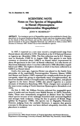 SCIENTIFIC NOTE in Hawaii (Hymenoptera