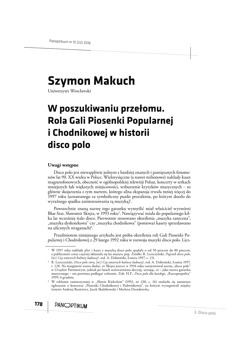 Szymon Makuch Uniwersytet Wrocławski W Poszukiwaniu Przełomu