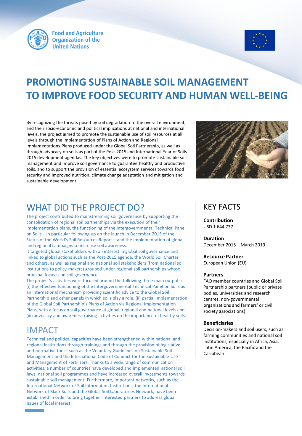 Promoting Sustainable Soil Management to Improve Food Security and Human Well-Being