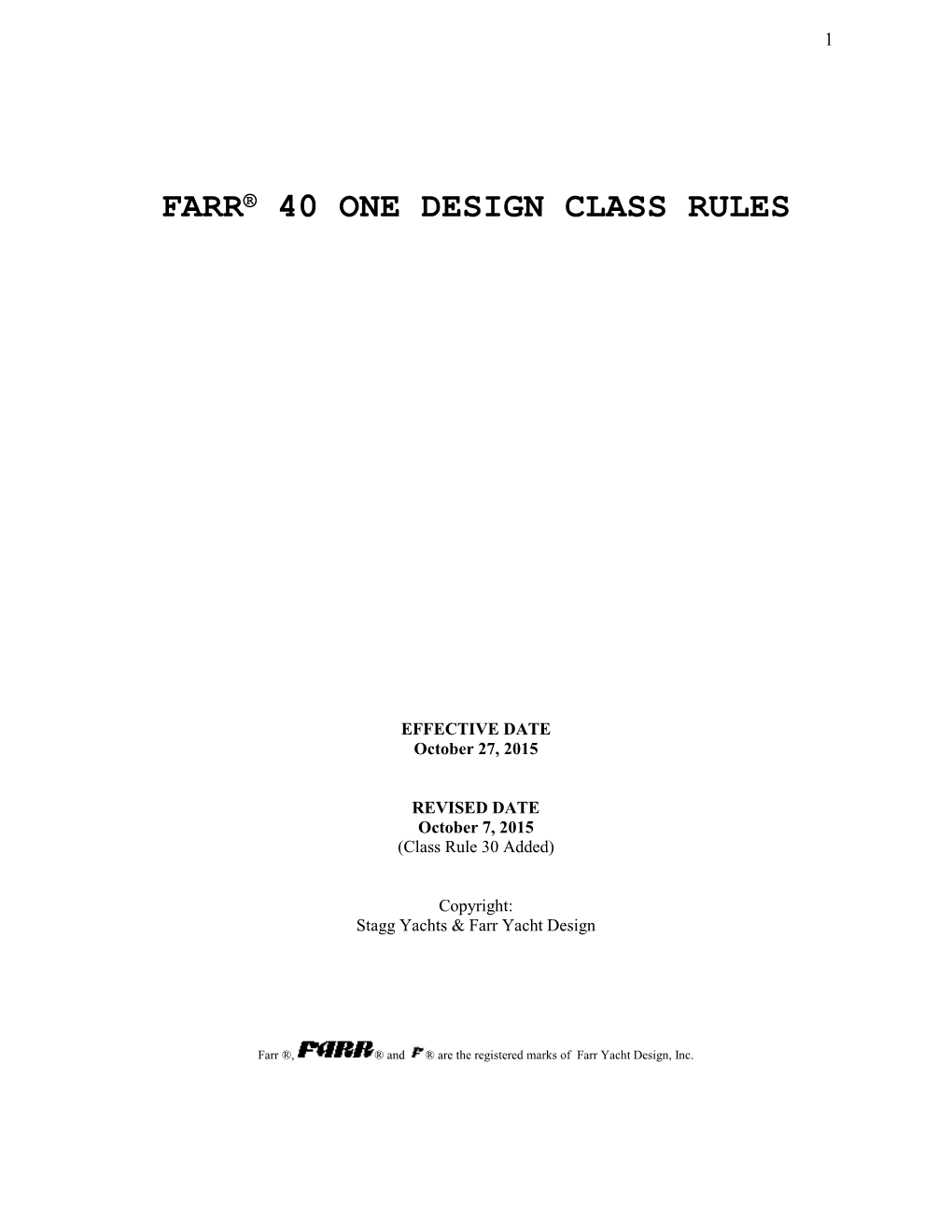 Farr® 40 One Design Class Rules