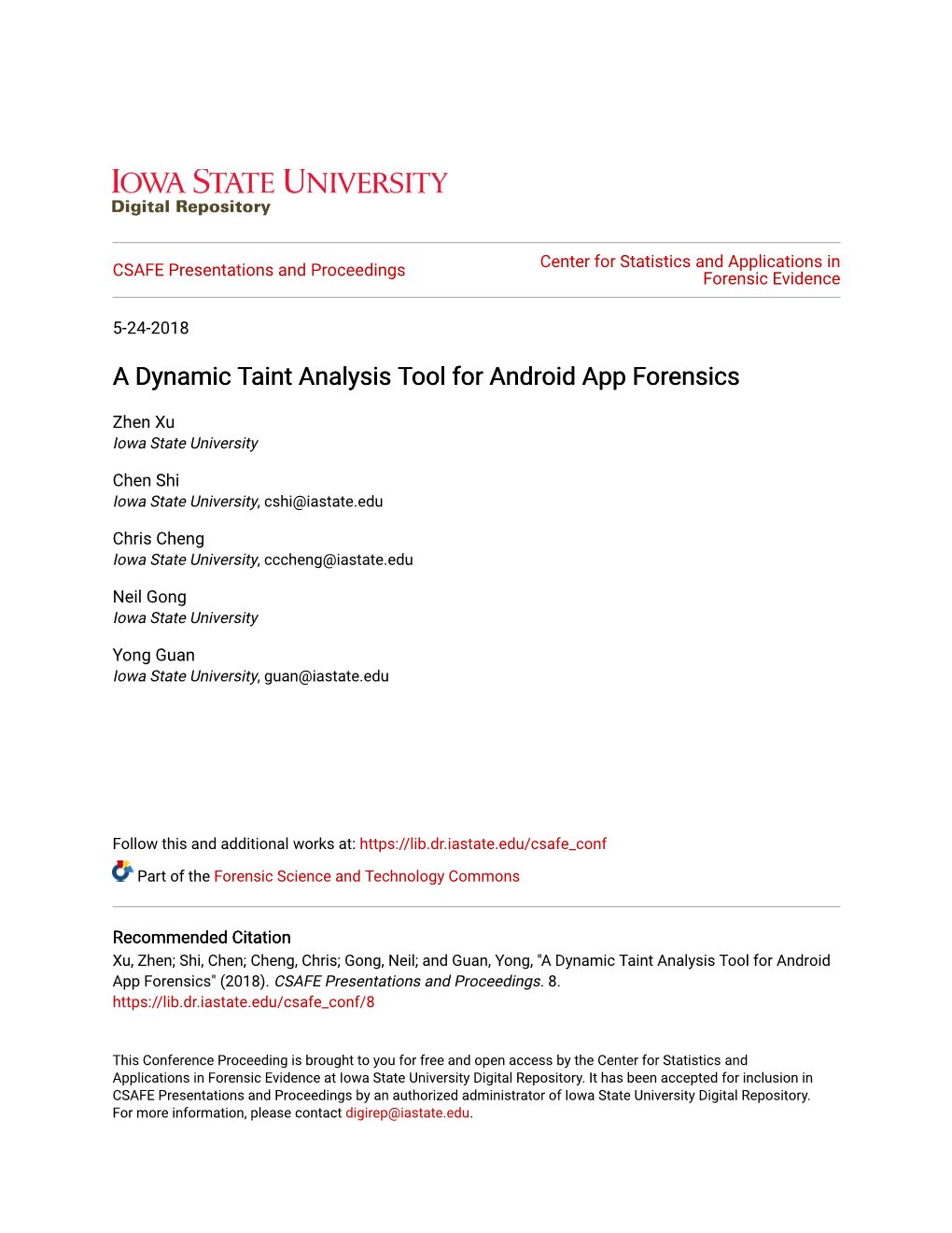 A Dynamic Taint Analysis Tool for Android App Forensics