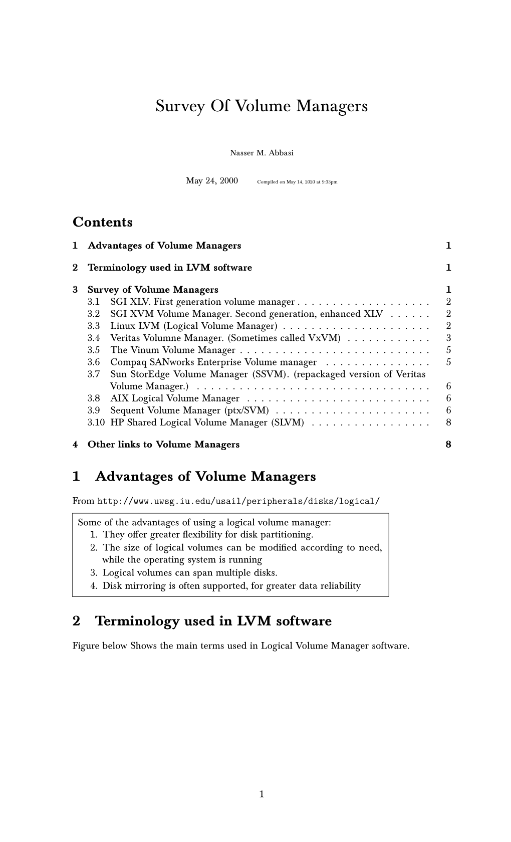 Survey of Volume Managers