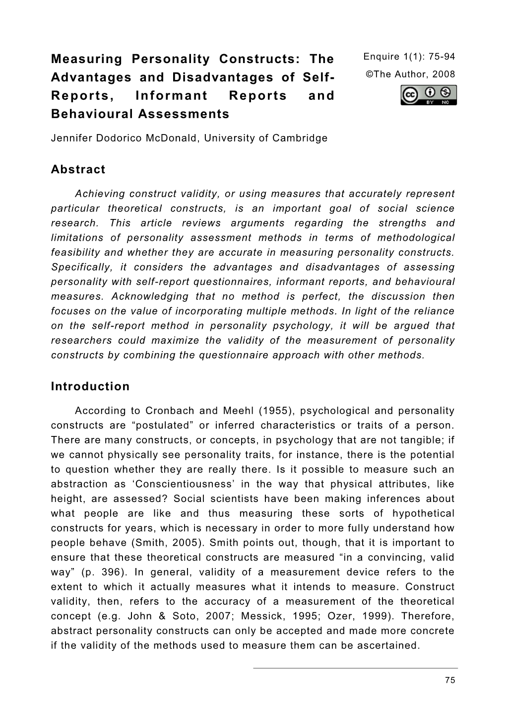 Measuring Personality Constructs: the Advantages