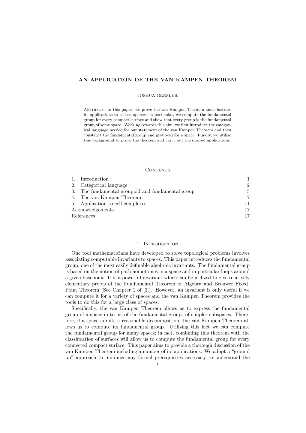 An Application of the Van Kampen Theorem