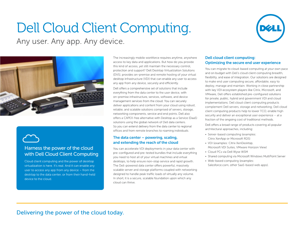 Dell Cloud Client Computing. Any User