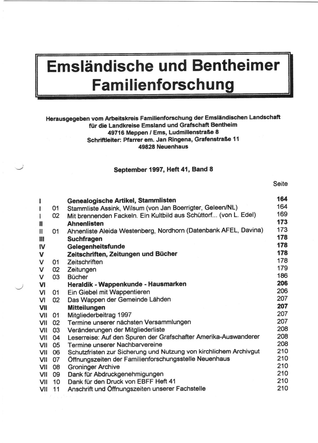 Emsländische Und Bentheimer Familienforschung