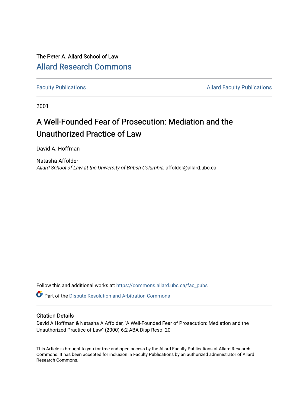 Mediation and the Unauthorized Practice of Law