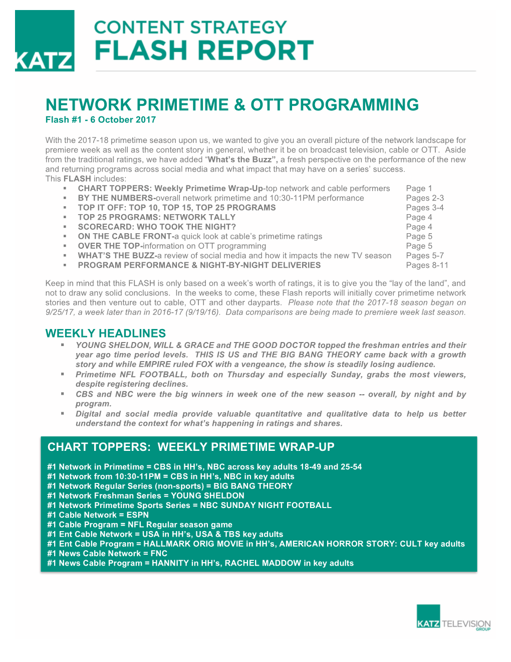 KTG-Content Strategy Flash Report-Network Primetime and OTT