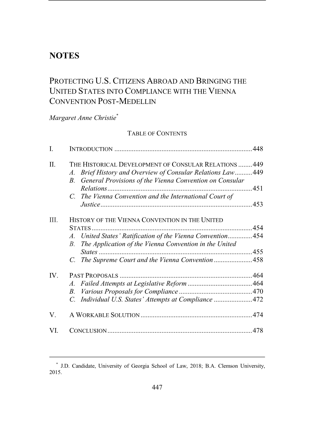 Protecting U.S. Citizens Abroad and Bringing the United States Into Compliance with the Vienna Convention Post-Medellin