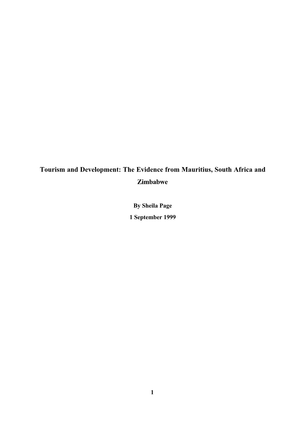 Tourism and Development: the Evidence from Mauritius, South Africa and Zimbabwe