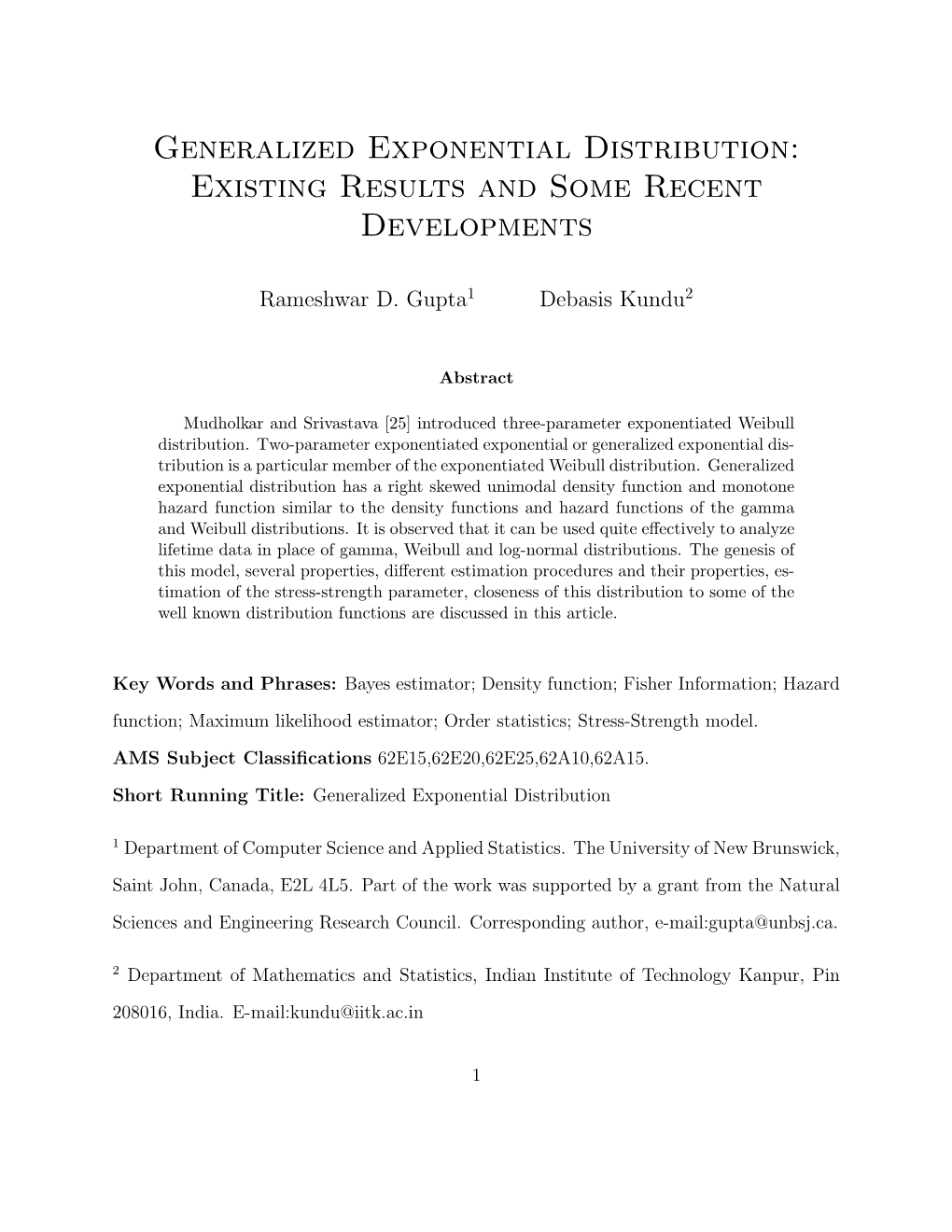 Generalized Exponential Distribution: Existing Results and Some Recent Developments