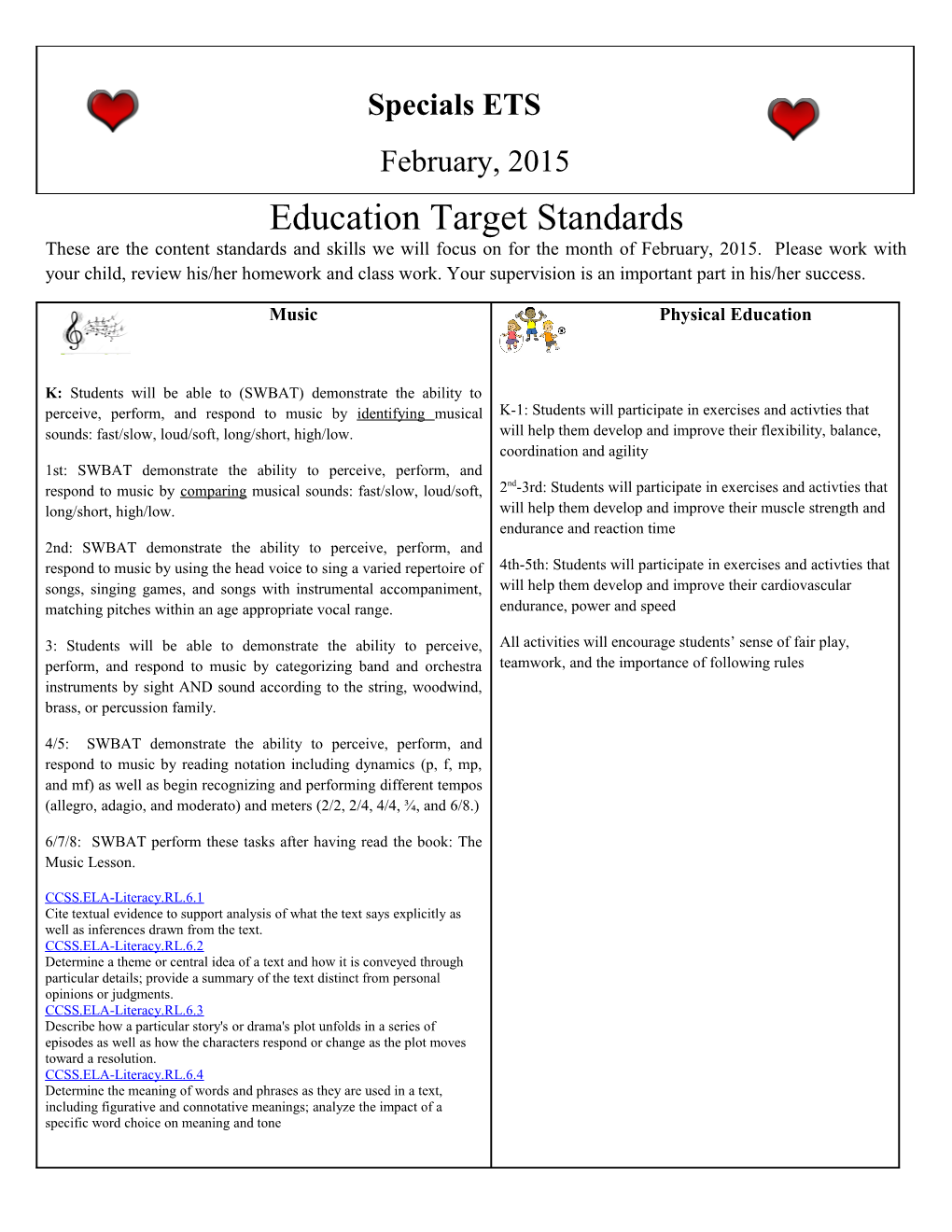 Education Target Standards