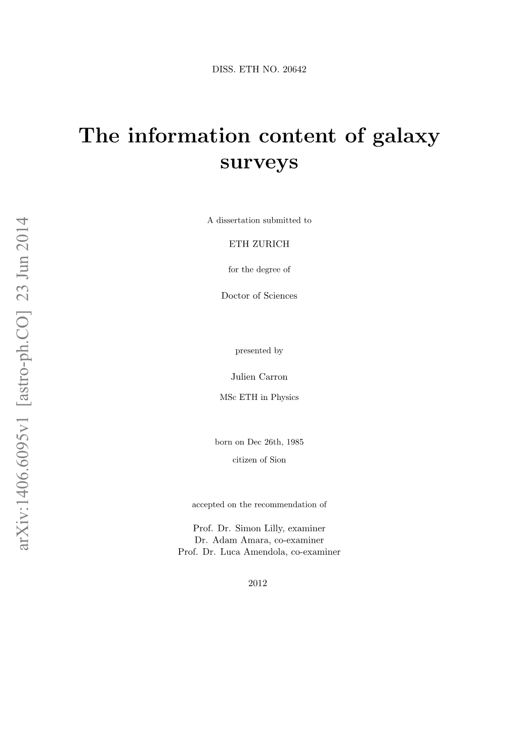 The Information Content of Galaxy Surveys