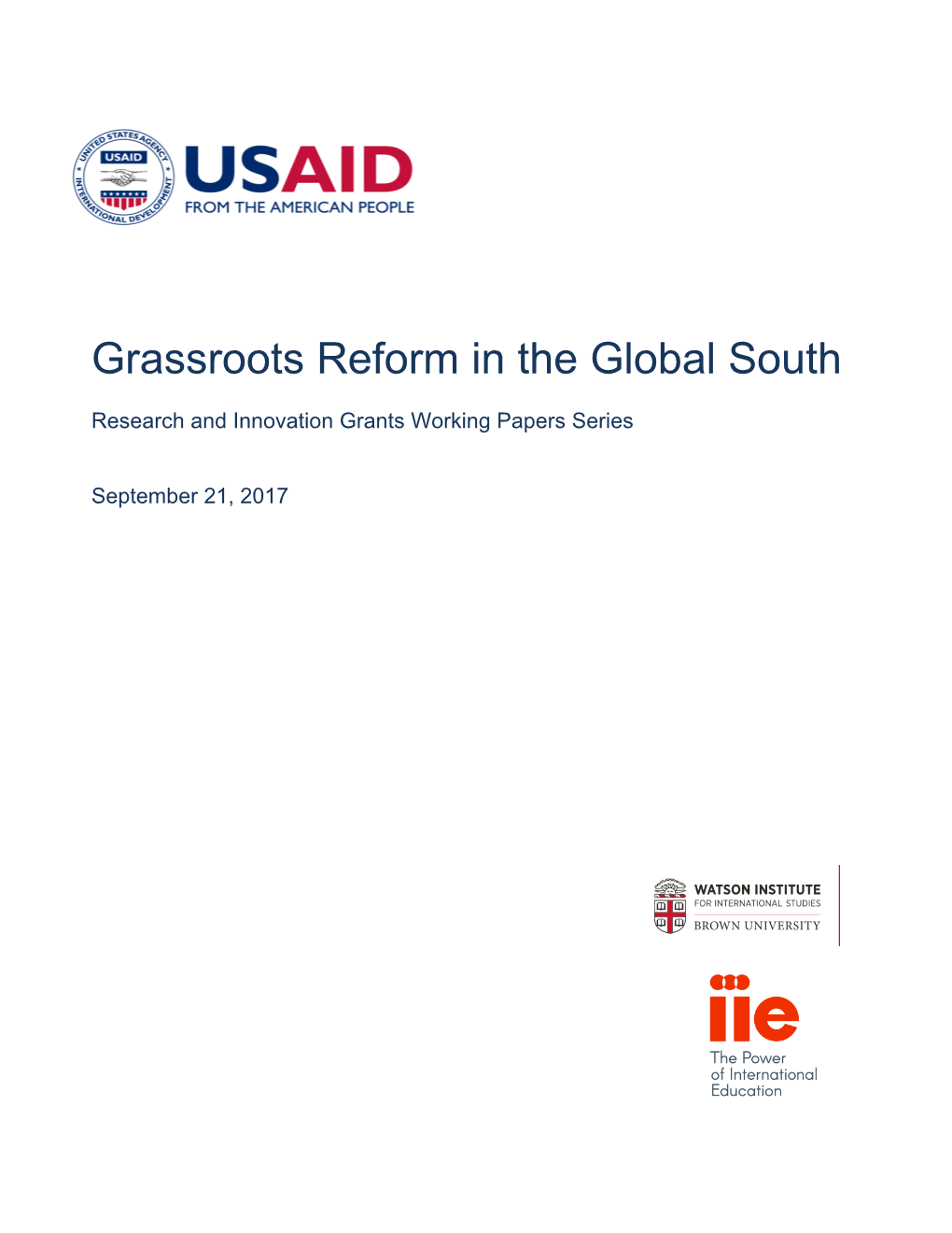 Grassroots Reform in the Global South
