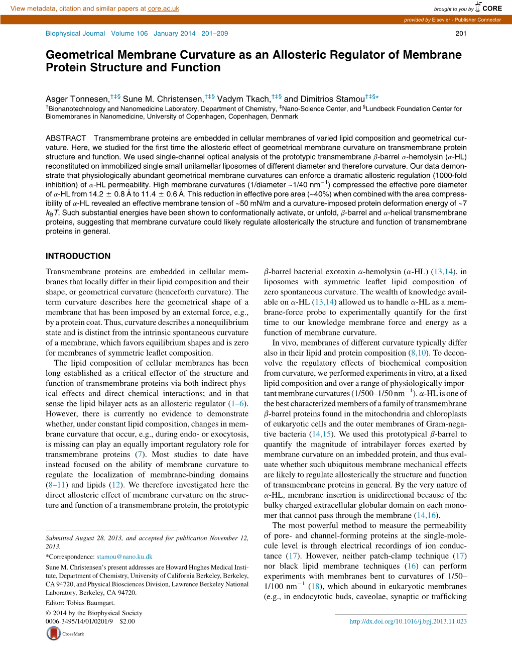 Geometrical Membrane Curvature As an Allosteric Regulator of Membrane Protein Structure and Function