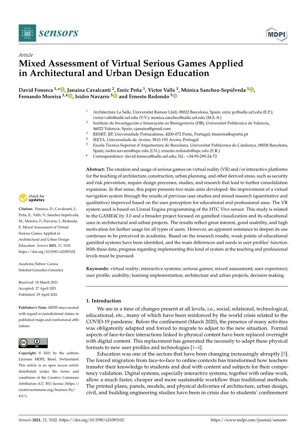Mixed Assessment of Virtual Serious Games Applied in Architectural and Urban Design Education