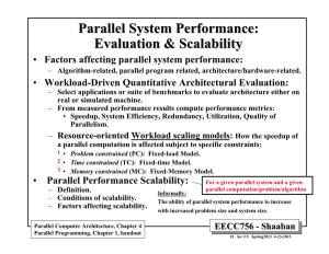 Parallel System Performance: Evaluation & Scalability
