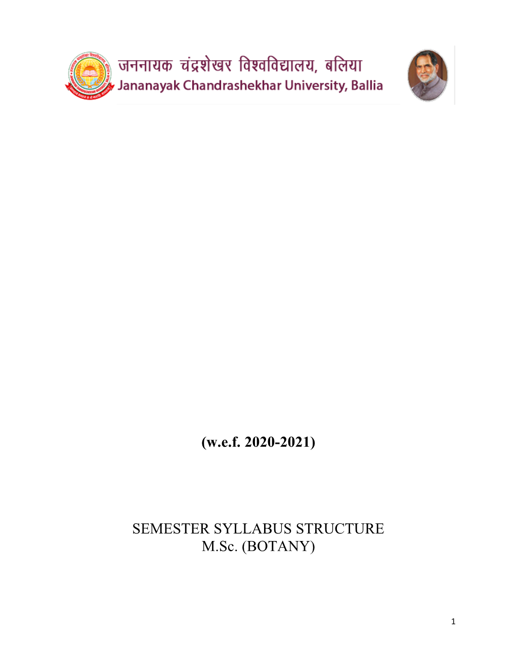 (W.E.F. 2020-2021) SEMESTER SYLLABUS STRUCTURE M.Sc