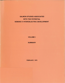 Salmon Studies Associated with the Potential Kemano Ii Hydroelectric Development