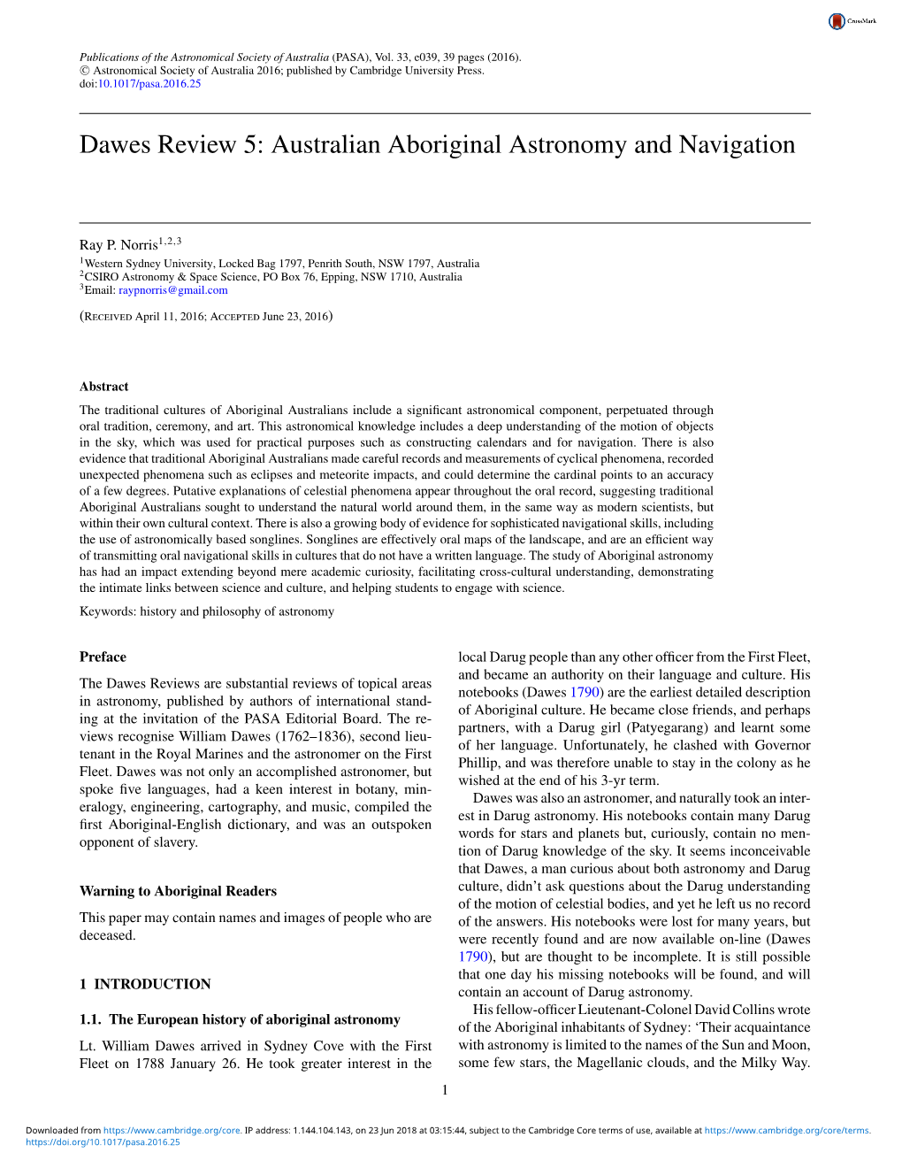 Dawes Review 5: Australian Aboriginal Astronomy and Navigation