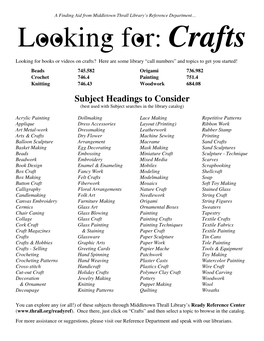 Looking For: Crafts