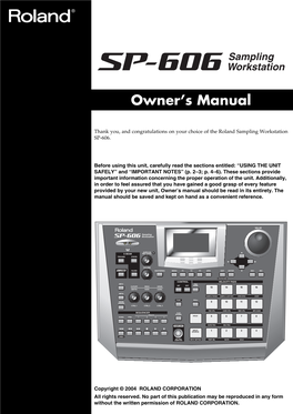 SP-606 Owner's Manual