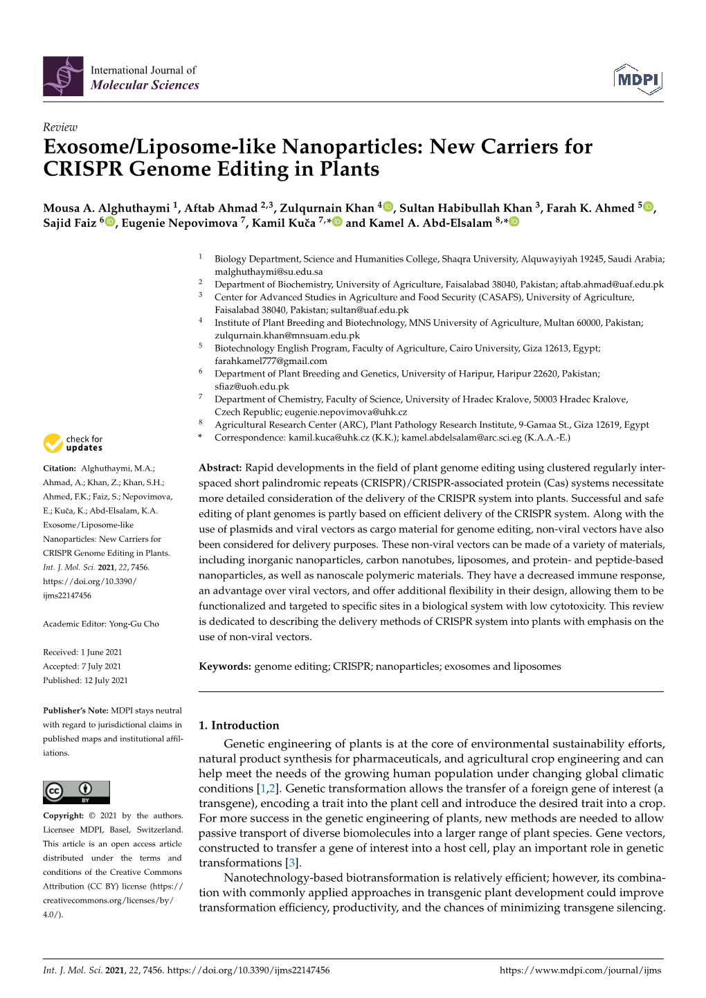 New Carriers for CRISPR Genome Editing in Plants