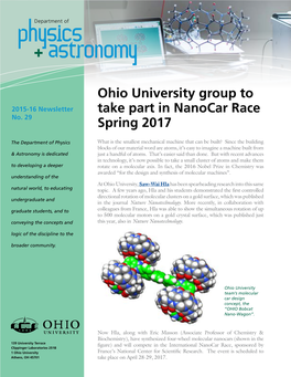 Ohio University Group to Take Part in Nanocar Race Spring 2017