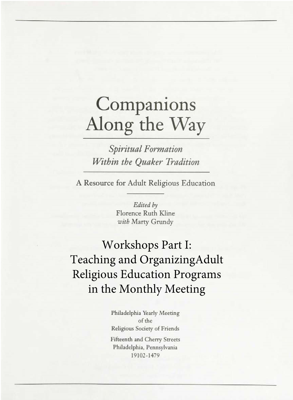 Companions Along the Way -- Workshops Part 1 -- Teaching And