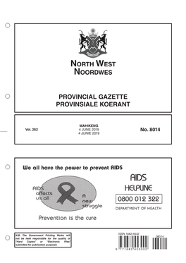 Provincial Gazette Provinsiale Koerant North West Noordwes