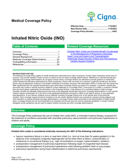 Inhaled Nitric Oxide (INO)