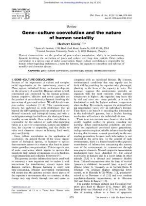 Gene–Culture Coevolution and the Nature of Human Sociality