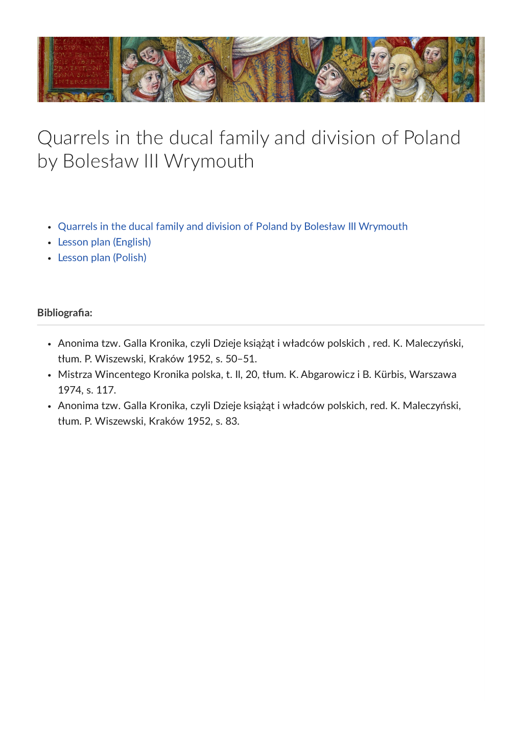 Quarrels in the Ducal Family and Division of Poland by Bolesław III Wrymouth