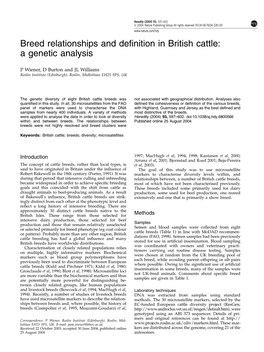 Breed Relationships and Definition in British Cattle