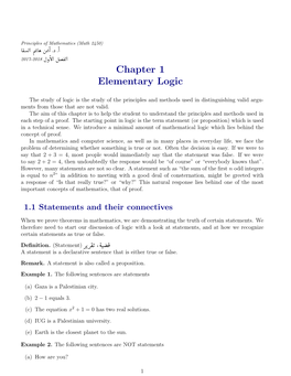 Chapter 1 Elementary Logic