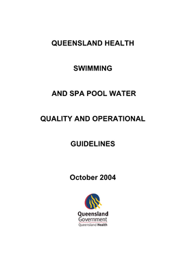 Queensland Health Swimming and Spa Pool Water Quality