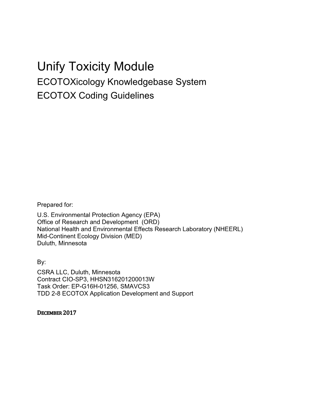 Ecotoxicology Database System