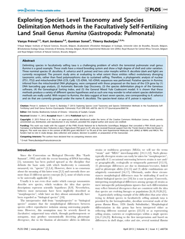 Exploring Species Level Taxonomy and Species Delimitation Methods in the Facultatively Self-Fertilizing Land Snail Genus Rumina (Gastropoda: Pulmonata)
