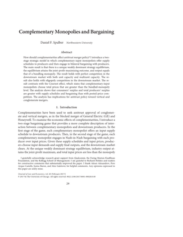 Complementary Monopolies and Bargaining