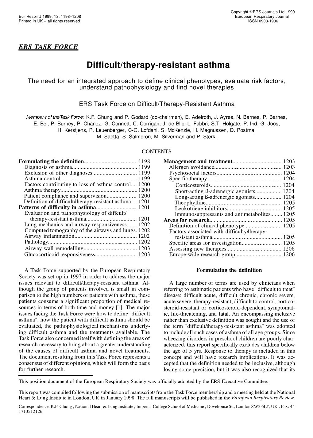 Difficult/Therapy-Resistant Asthma