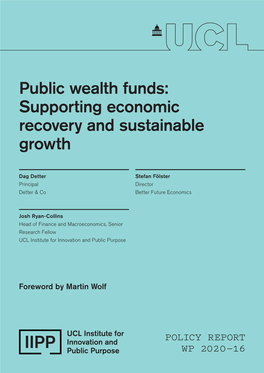 Public Wealth Funds: Supporting Economic Recovery and Sustainable Growth