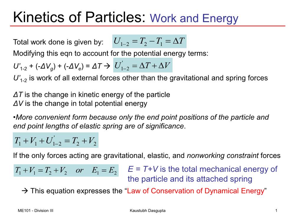 Kinetics of Particles: Work and Energy