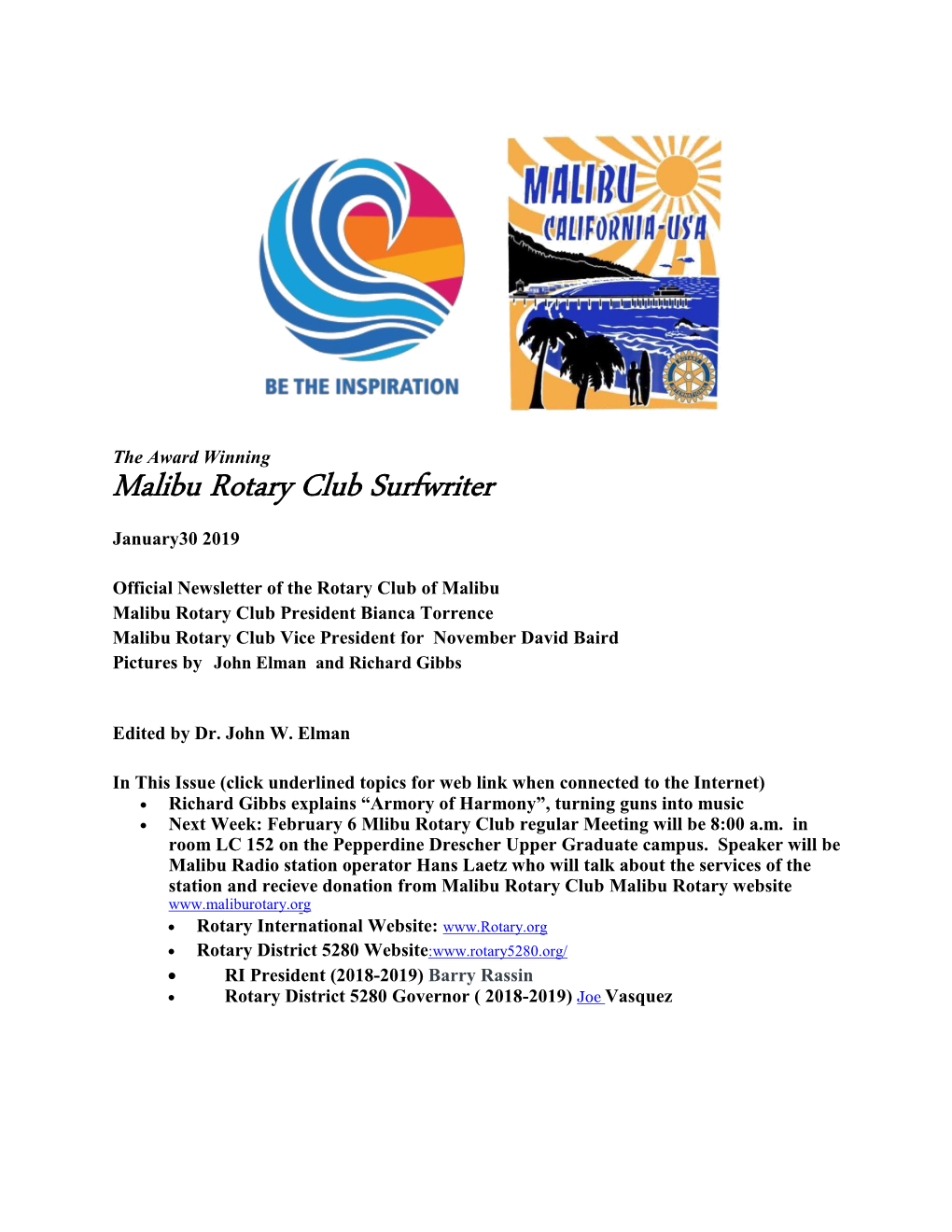 Malibu Rotary Club Surfwriter