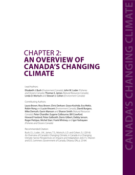 Chapter 2- Canada in a Changing Climate: Sector Perspectives On
