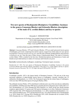 Hemiptera: Cicadellidae: Iassinae) to the Genera Comanopa Blocker and Gehundra Blocker, Description of the Male of G