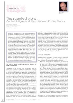 The Scented Word Context, Intrigue, and the Problem of Olfactory Literacy